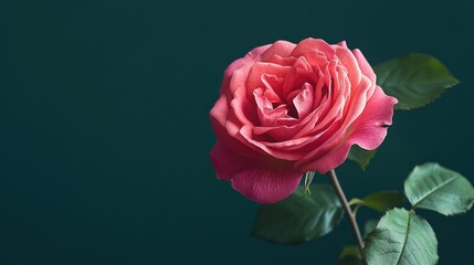 A vibrant pink rose in full bloom, standing out against a dark green background, showcasing its natural elegance.