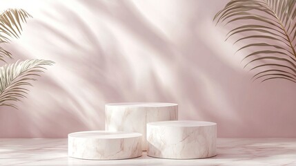 Background podium product display 3D stand platform marble stone. Product podium background stage cosmetic generative ai