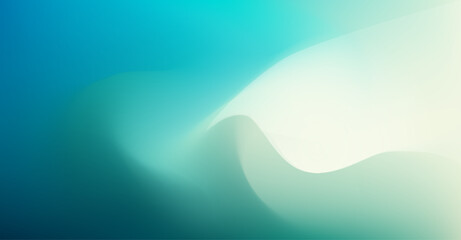 Abstract wavy ocean background. Soft dynamic motion effect. Blurry fluid turquoise gradient sea waves. Modern swirl shaped liquid backdrop. Cool blue green smooth gradient. Fresh summer relax concept.