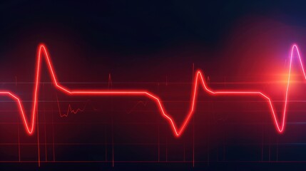 Abstract Red Heartbeat Line on a Dark Background