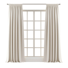 Elegant window with soft curtains, perfect for enhancing natural light and adding a touch of sophistication to any interior. isolated on a transparent background