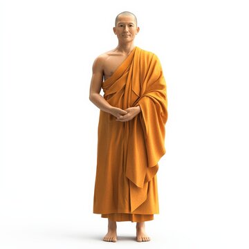 Buddhist Monk in Traditional Robes.