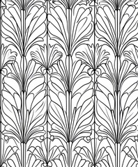 A decorative pattern featuring stylized floral designs in black and white.