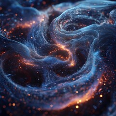 Mesmerizing Quantum Vortex Cosmic Entities Devouring Stars in a Glowing Retrofuturistic Galaxy