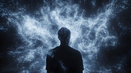 Obraz premium Ethereal Shadows of Quantum Choreography in Cosmic Darkness