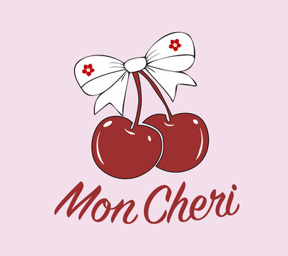 mon cheri slogan design t shirt graphic vector. 