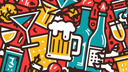 Obraz premium Vector illustration of Drinks signs icons