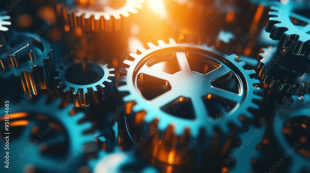 Poster interlocking cogs: precision and synergy