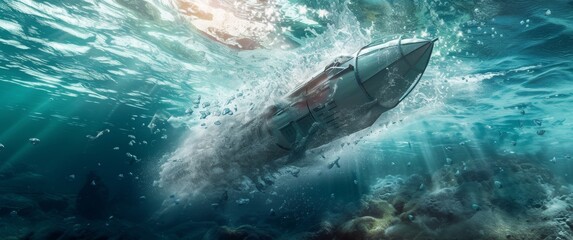 Fototapeta premium Rocket underwater launch