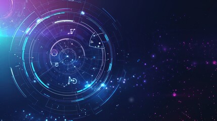 Abstract Digital Interface with Glowing Elements