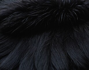Black Fur Animal Texture Background Wool Creative Concept Design Copy Space Nature Art Banner Flyer Poster Close Up Illustration Modern. Ai generated image