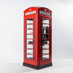 Obraz premium Vintage Red British Telephone Booth with Glass Panels
