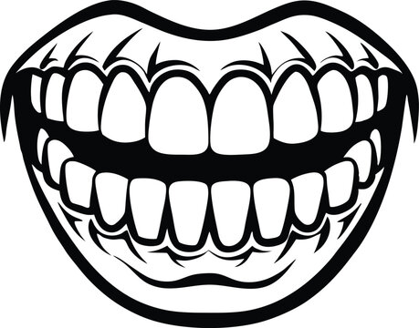 recommend clip art: teeth silhouette vector illustration on white background