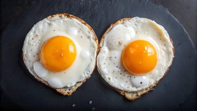 fried eggs with pepper on dark background