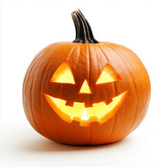 Fototapeta premium Glowing Halloween Pumpkin Isolated on White Background