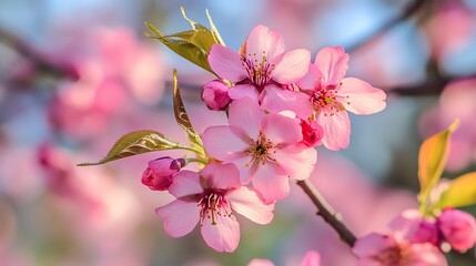 Closeup Spring Cherry Blossoms Blooming in Oregon generative ai