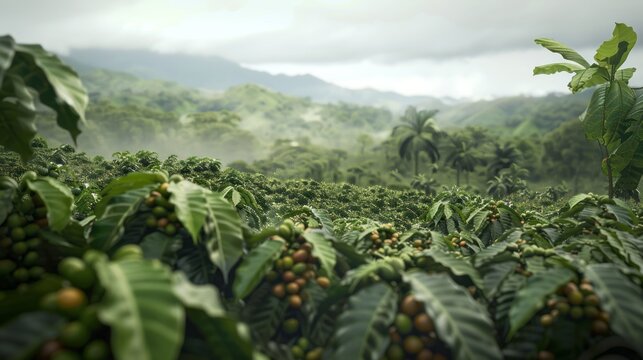 A lush green field with a mountain in the background