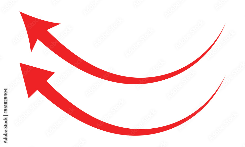 Poster red arrow. red curve arrow vector. red arrow icon in isolated background.