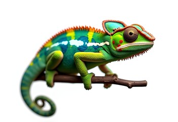 Fototapeta premium Colorful Chameleon with Vibrant Patterns on a Branch