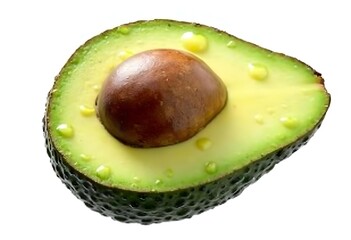 Freshly Sliced Avocado Half with Pit and Green Flesh