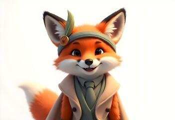 Fototapeta premium Charming Fox Character Dressed in Stylish Attire with a Feathered Headband
