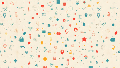 Obraz premium Repeating small icons, like stars, dots, or simple symbols, evenly spaced on a neutral background for a subtle pattern.