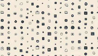 Fototapeta premium Repeating small icons, like stars, dots, or simple symbols, evenly spaced on a neutral background for a subtle pattern.