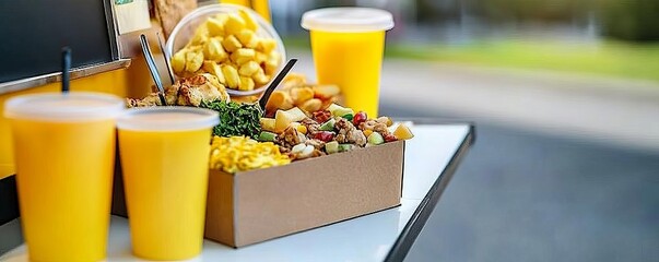 Ethnic food truck city event, multicultural celebration, diverse culinary offerings, street vendors, vibrant urban environment, community gathering