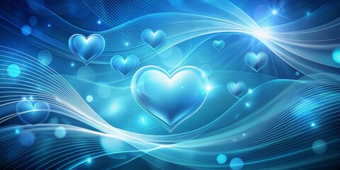 Blue Heart Abstract with Wavy Lines, abstract, heart, blue, love