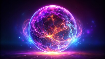 Obraz premium Cosmic Energy Sphere - A Vibrant Glow, Digital Art, Sphere, Abstract, Glow, Energy