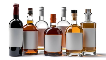Naklejka premium Different images of alcohol isolated on a white background