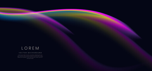 Colorful wave and light on black background. You can use for ad, poster, template, business presentation.