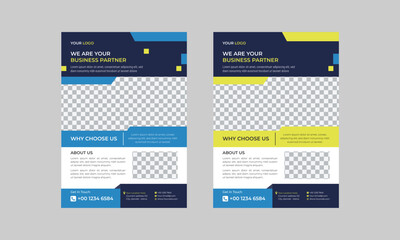 Corporate business flyer template design set, annual report, flyer in A4 with colorful business proposal, promotion, advertise, publication, cover page