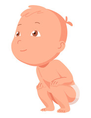 Obraz premium New born baby. Toddler with gentle smile on its face. Cute newborn infant. Vector cartoon illustration isolated on white background