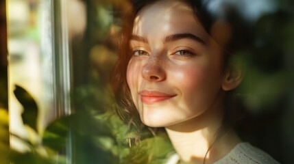 Fototapeta premium Sunlight Portrait of Young Woman