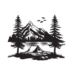 Forest Camp Vector Art, Icons, and Graphics isolated on white background.