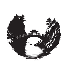 Bridge Silhouette Vectors and Illustrations isolated on white background.