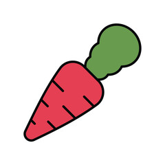 carrot color line icon with white background vector stock illustration