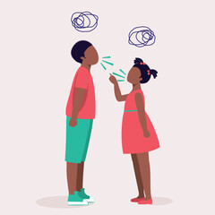 Angry Black Little Sibling Yelling At Each Other.