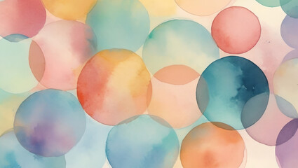 abstract background illustration with colorful circles, pastel colors, in watercolor style