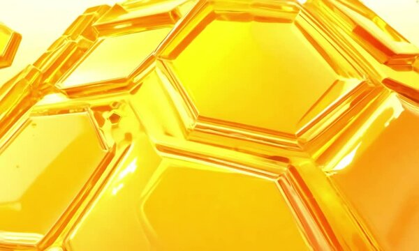 yellow liquid honey background exagon shape 4k slow motion