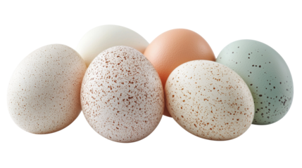 Different types of eggs on transparent background