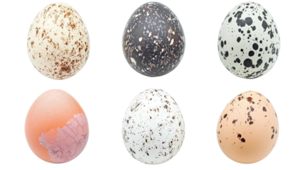 Different types of eggs on transparent background