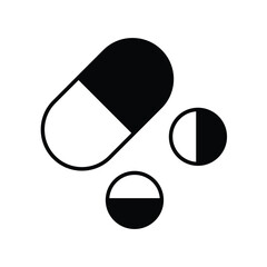 drug glyph icon with white background vector stock illustration