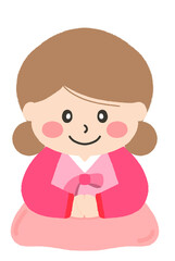 추석 설날 명절 한복입은 어린이 일러스트