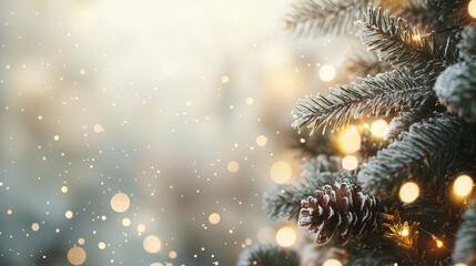 christmas tree, holiday illumination and decoration concept, bokeh lights in background