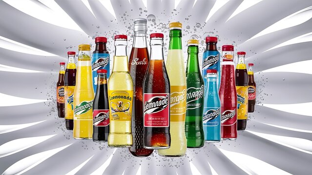 Drinks lemonade cola drink softdrinks in bottles isolated on a white background