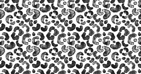 Leopard and zebra pattern. Abstract pattern design. Black and white pattern. Watercolor geometric pattern.