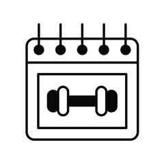 calender glyph icon with white background vector stock illustration