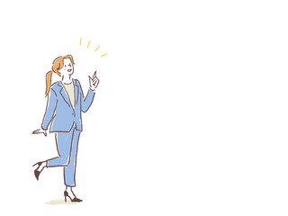 指を指すスーツを着た女性指を指すスーツを着た女性